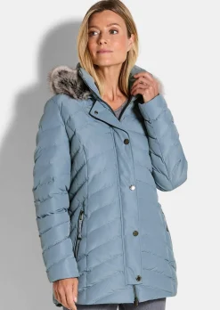 Veste matelassée avec capuche en fausse fourrure