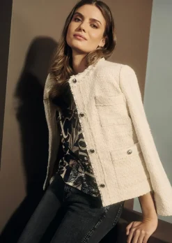 Veste noble en bouclette avec finitions frangées
