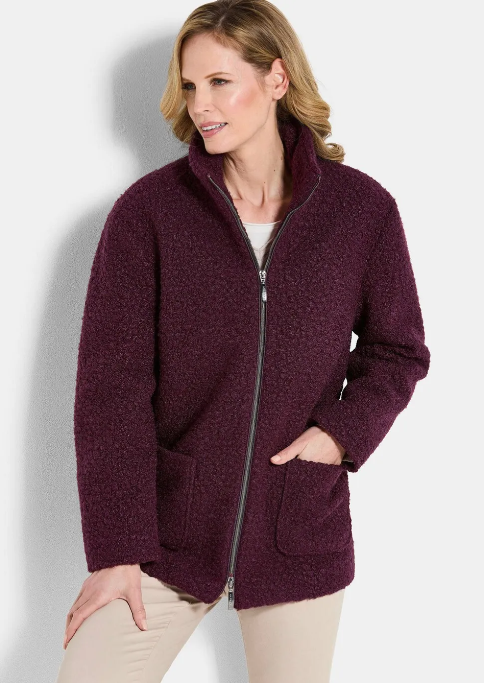 Veste teddy avec col montant