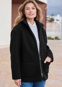 Veste teddy avec col montant